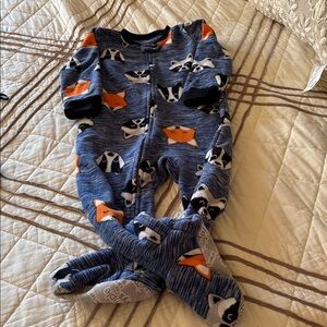 Simple Joys Striped Blue and Orange Toddler Onesie with Feet